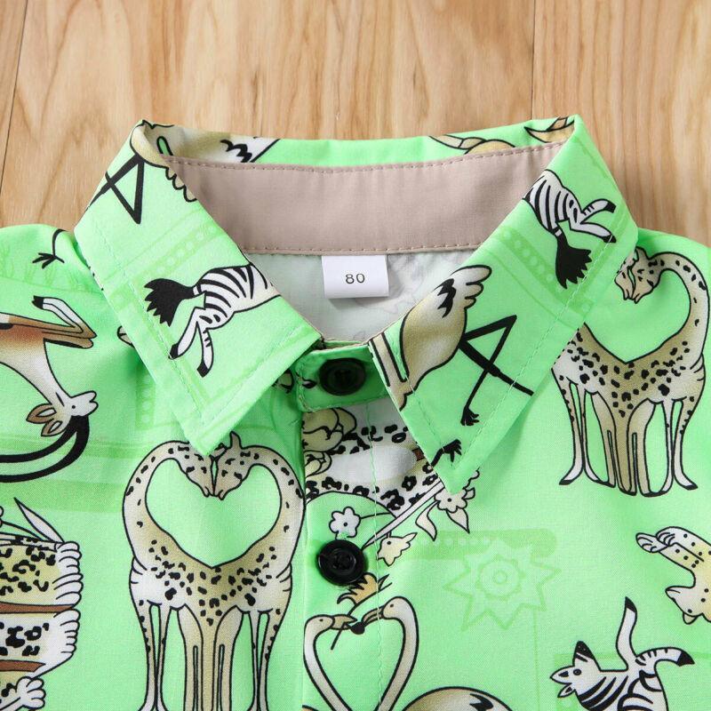 Toddler Boy Cartoon Animal Print Shirt & Shorts - PrettyKid