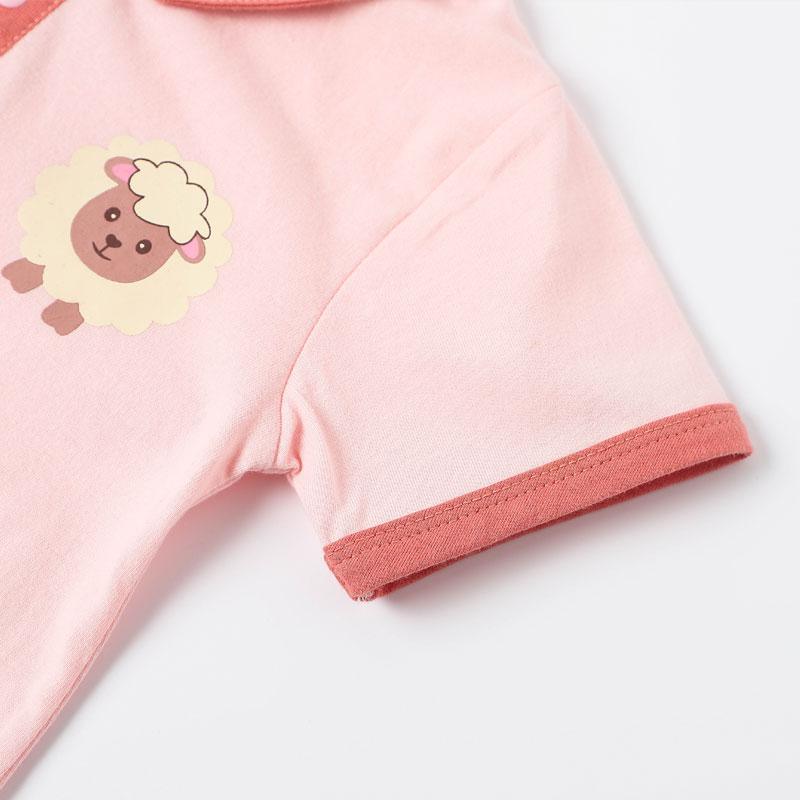 Baby Cartoon Sheep Pattern Lapel Bodysuit - PrettyKid