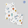 Toddler Boy Cartoon Fox Pattern Pajama Vest & Shorts - PrettyKid
