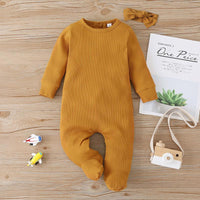 Baby Solid Footed Long-sleeve Jumpsuit - PrettyKid