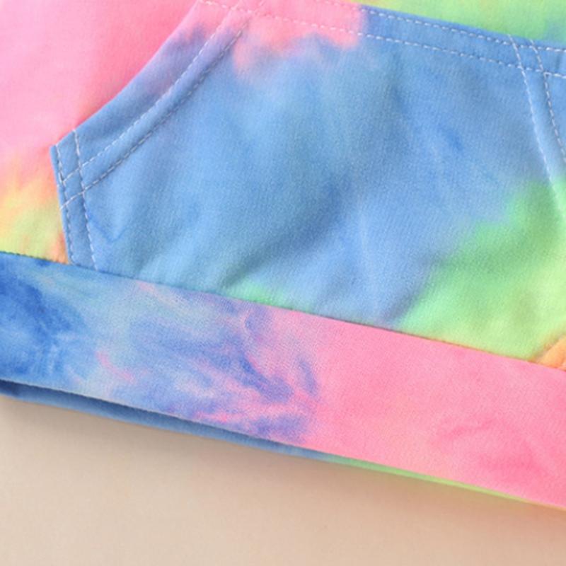 Baby Tie Dye Pattern Sleeveless Hooded Top & Shorts Children's Clothing - PrettyKid