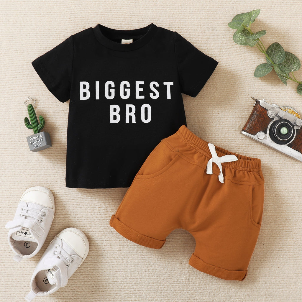 3-24M Baby Boy Clothing Sets Drawstring Shorts Short Sleeves Wholesale Baby Clothes - PrettyKid