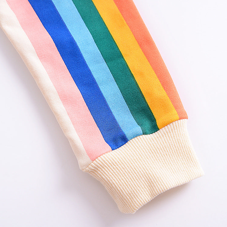 Children's Tassel Rainbow Sun Printed Long Sleeve Sweater T-shirt - PrettyKid