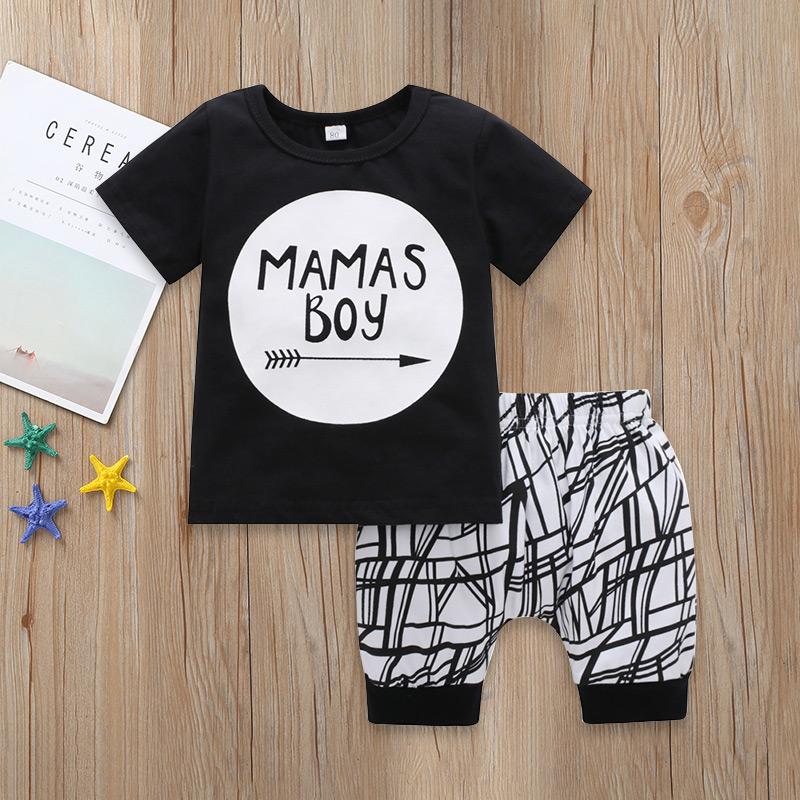 2-piece Letter Pattern T-shirt & Pants for Baby Boy - PrettyKid
