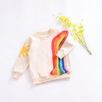 Children's Tassel Rainbow Sun Printed Long Sleeve Sweater T-shirt - PrettyKid