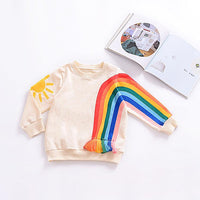 Children's Tassel Rainbow Sun Printed Long Sleeve Sweater T-shirt - PrettyKid