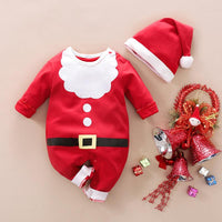 Baby Boys Girls Christmas Santa Claus Long Sleeve Jumpsuit - PrettyKid