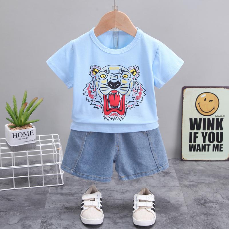 2-piece Tiger Pattern T-shirt & Shorts for Children Boy - PrettyKid
