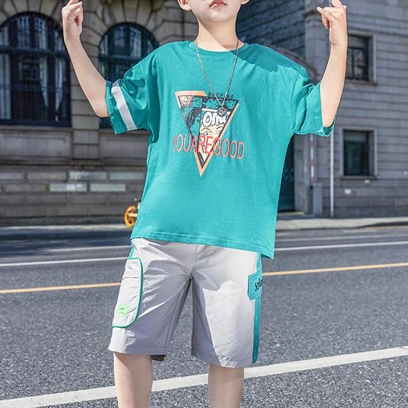2-piece Letter Pattern T-shirt and Shorts Sets for Boy - PrettyKid