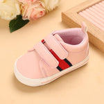Baby Striped Print Velcro Strap Shoes - PrettyKid