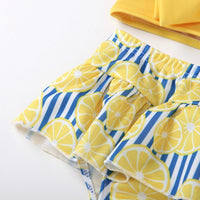 Toddler Girl Lemon Pattern Summer Swimsuits - PrettyKid