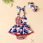 0-18months Baby Sets Summer Infant Clothes Independence Day Striped Romper - PrettyKid