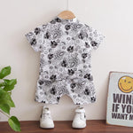 2-piece Boho Print Short Sleeve Shirt & Shorts for Children Boy - PrettyKid