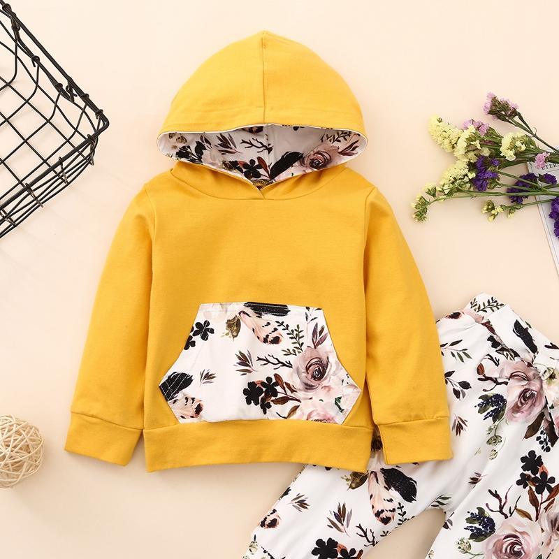 2-piece Floral Printed Hoodie & Pants for Baby Girl - PrettyKid