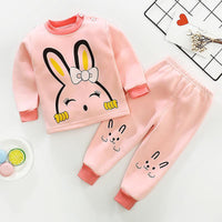 Cute Cartoon Rabbit Thick Fleece-lined Pajamas Sleepwear Set - PrettyKid