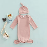 0-24M Newborn Jumpsuit Newborn Anti-Kick Quilt Baby Sleeping Bag Swaddle Cap Solid Color Long Sleeve Wholesale Baby Clothes - PrettyKid