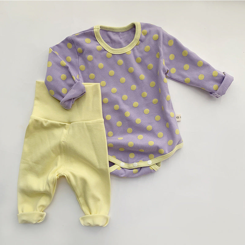 3-18M Baby Sets Polka Dots Bodysuit & High Waist Pants Wholesale Baby Clothes In Bulk - PrettyKid