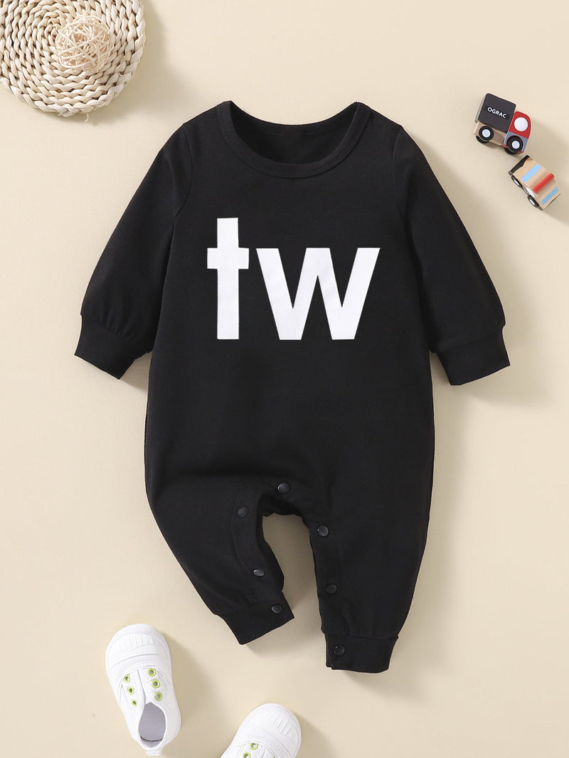 Baby Long Sleeve Letter In Print Bodysuit Wholesale Baby Onesies - PrettyKid