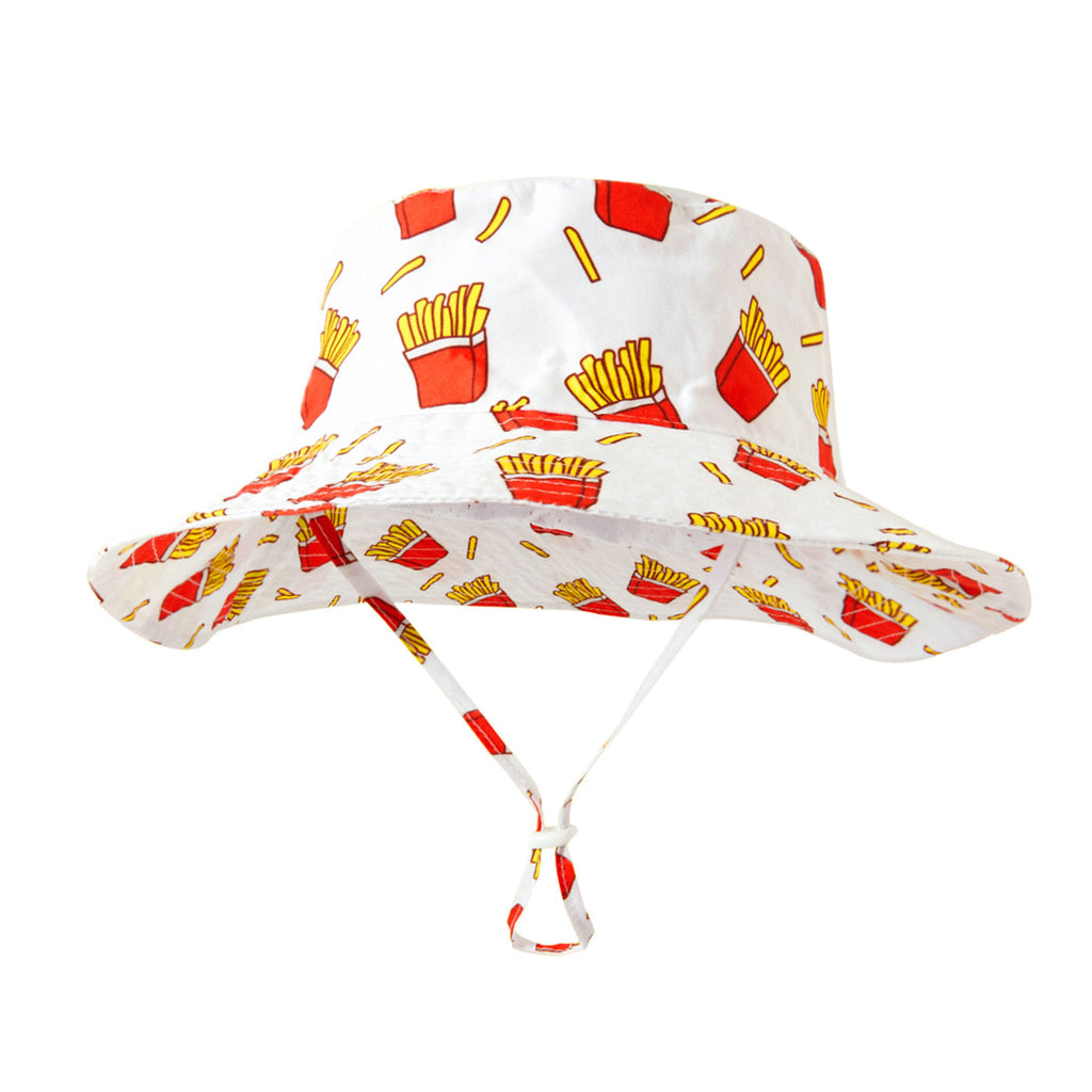 Baby Unisex Fries Print Adjustable Breathable Fisherman Beach Hat - PrettyKid