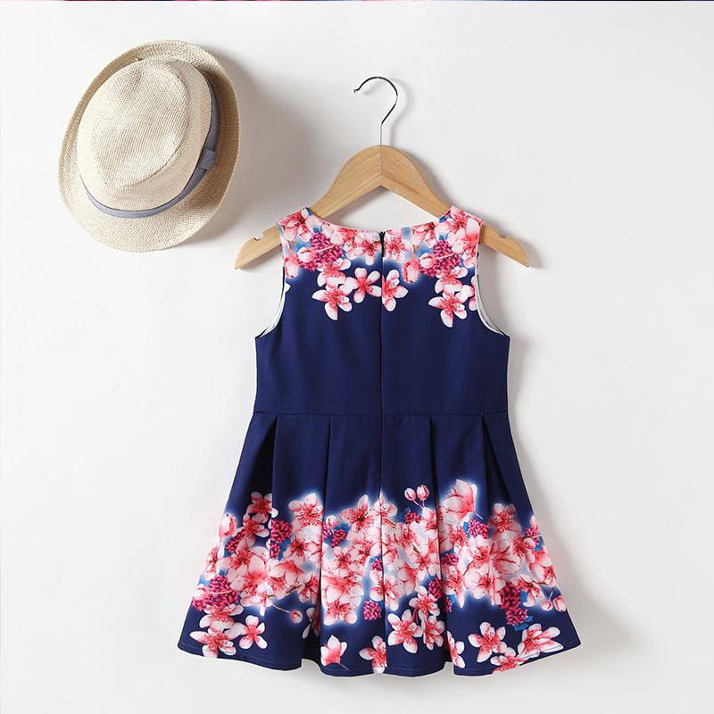 Summer Girls Flower Print Pleated Dress - PrettyKid