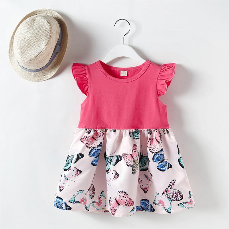 Girl Sleeveless Butterfly Print Dress - PrettyKid