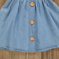 Girls Suspender Dress Solid Color Denim Skirt - PrettyKid