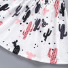 2-Piece Ruffled Top & Cactus Print Suspender Skirt for children Girl wholesale in bulk - PrettyKid
