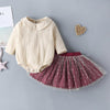 Baby Girls Doll Collar Solid Color Top & Mesh Skirt - PrettyKid