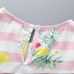 Baby Girls' Printed Pleated Stripe Short Sleeve Dress - PrettyKid