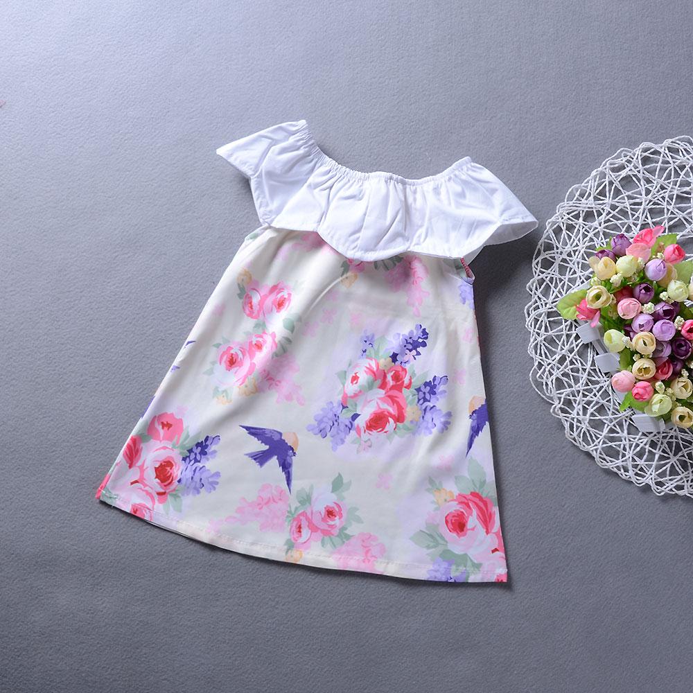 Toddler Girls Ruffle Collar Flowers Sleeveless Dress Princess Dress - PrettyKid