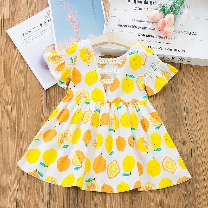 Toddler Girl Sleeveless Lemon Print Dress - PrettyKid