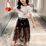 2-piece Heart-shaped Print Dress Set for Girl - PrettyKid