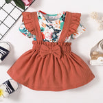 0-18M Baby Girls Sets Flower Print Top & Suspender Skirts Wholesale Baby Clothes - PrettyKid