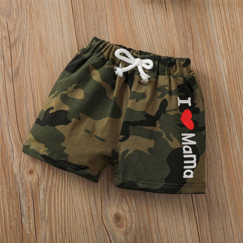 Baby Letter Graphic Camouflage Print T-shirt & Shorts - PrettyKid