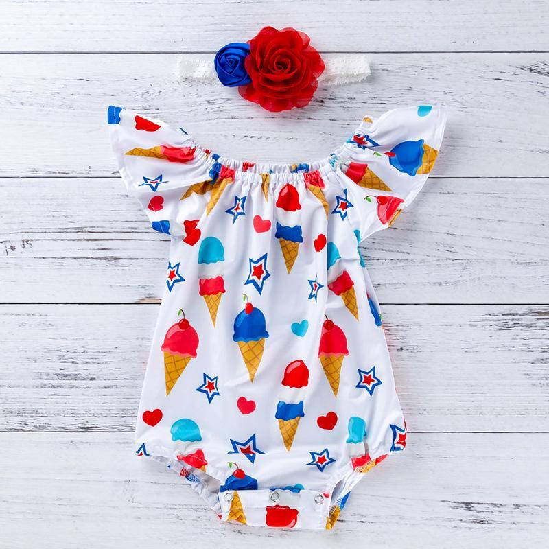 Cartoon Design Ruffle Bodysuit for Baby Girl Wholesale children's clothing - PrettyKid