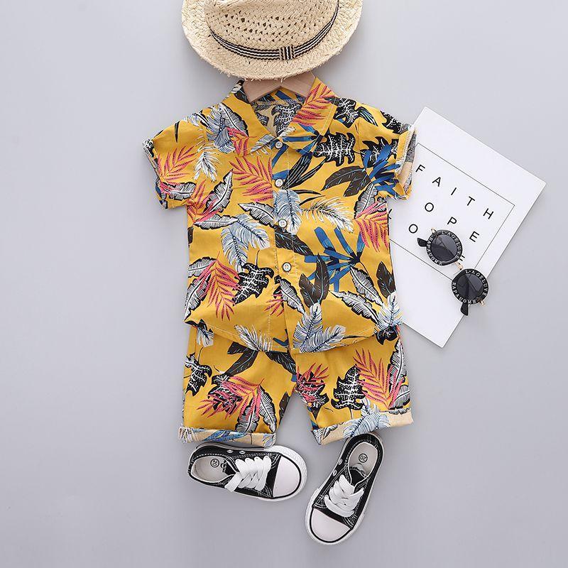 Grow Boy Leaves Print Vacation & Beach Casual Suit - PrettyKid