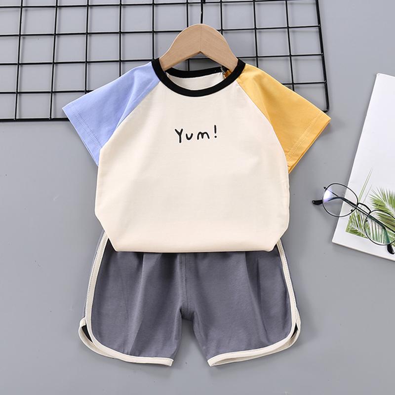 Toddler Boy Color-block Letter Print T-shirt & Shorts - PrettyKid