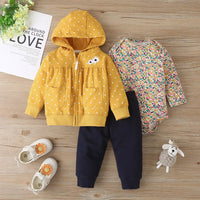 Baby Girls Yellow Dot Vest Coat Jumpsuit Pants Set Plain Baby Clothes Wholesale - PrettyKid