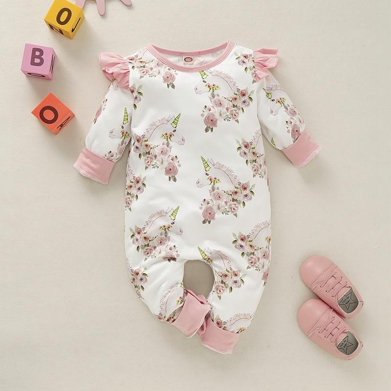 Ruffle Floral Printed Jumpsuit for Baby Girl Children's clothing wholesale - PrettyKid