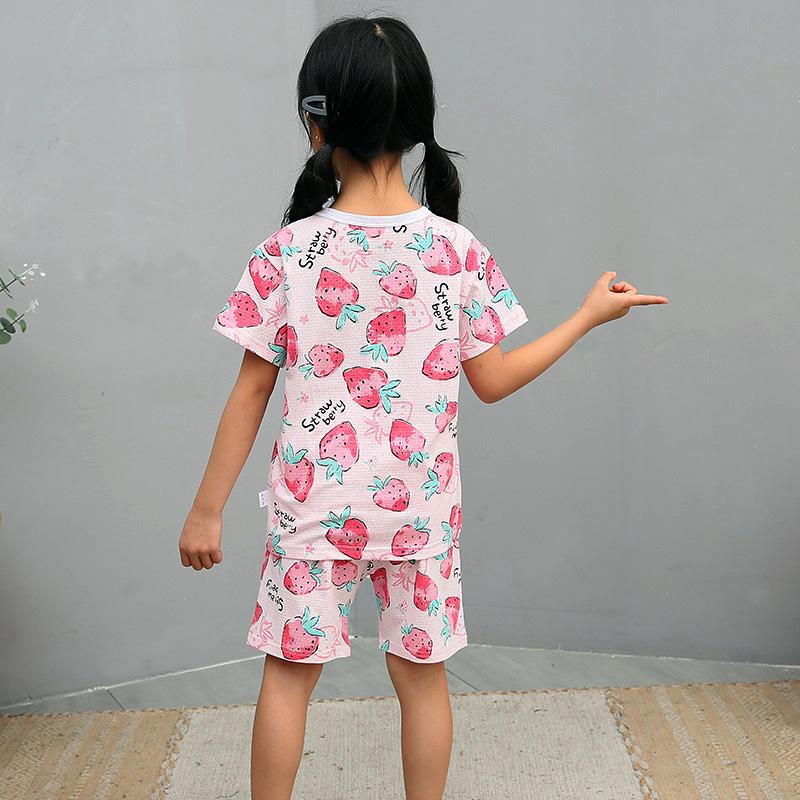 2-piece Strawberry Pattern Pajamas Sets for Toddler Girl - PrettyKid