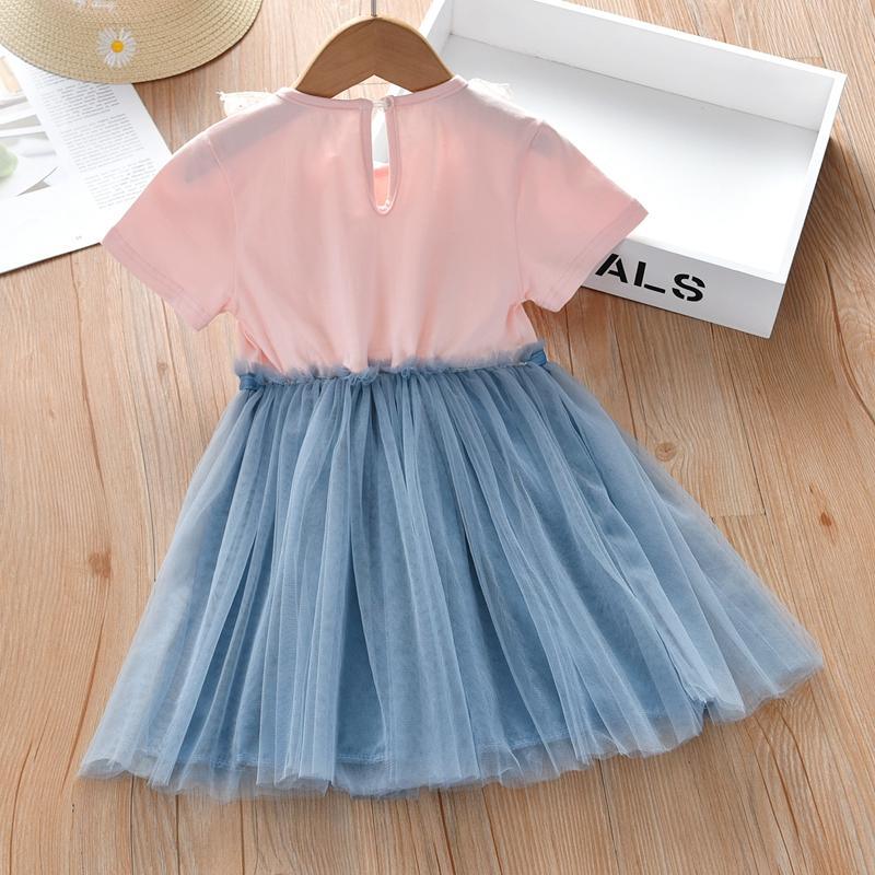 Cartoon Design Patchwork Tulle Dress for Toddler Girl - PrettyKid