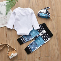 3-piece Vehicle Pattern Bodysuit & Pants & Hat for Baby Boy - PrettyKid