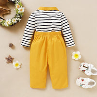 2-piece Striped Tops & Solid Dungarees for Toddler Girl - PrettyKid