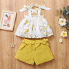 18M-5Y Printed Lace-Up Suspender Unpatterned Shorts Set Toddler Girl Wholesale Clothing