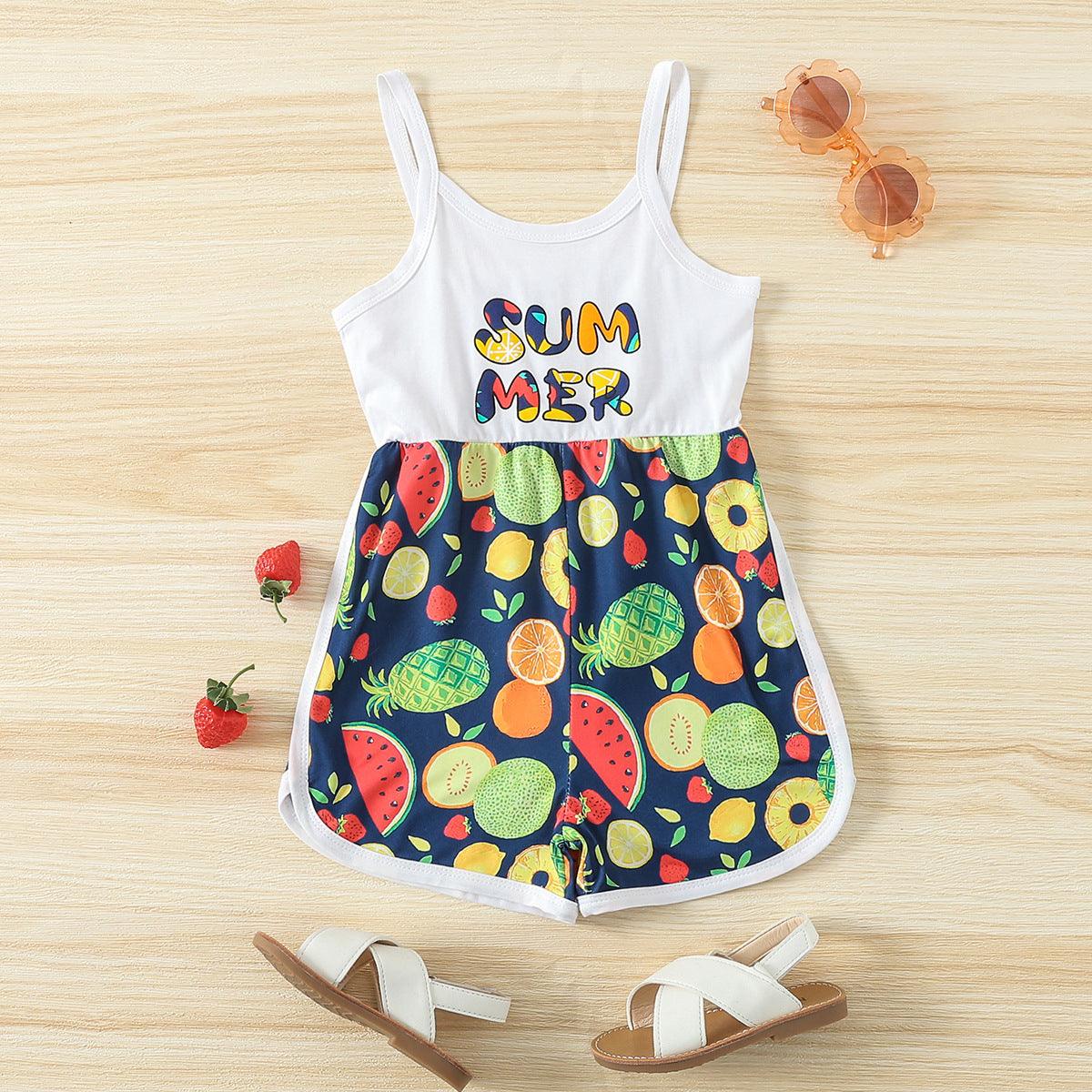 9months-3years Toddler Girl Jumpsuits Children's Clothing Summer Jumpsuit Children's Baby Fruit Jumpsuit - PrettyKid