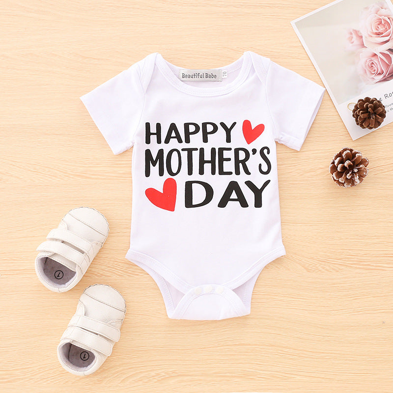 3-24M Baby Jumpsuit Mother'S Day Lettering Short Sleeves Wholesale Baby Clothes - PrettyKid