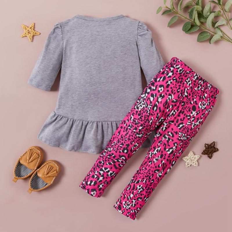 2-piece Sweatshirt & Leopard Pants for Toddler Girl - PrettyKid
