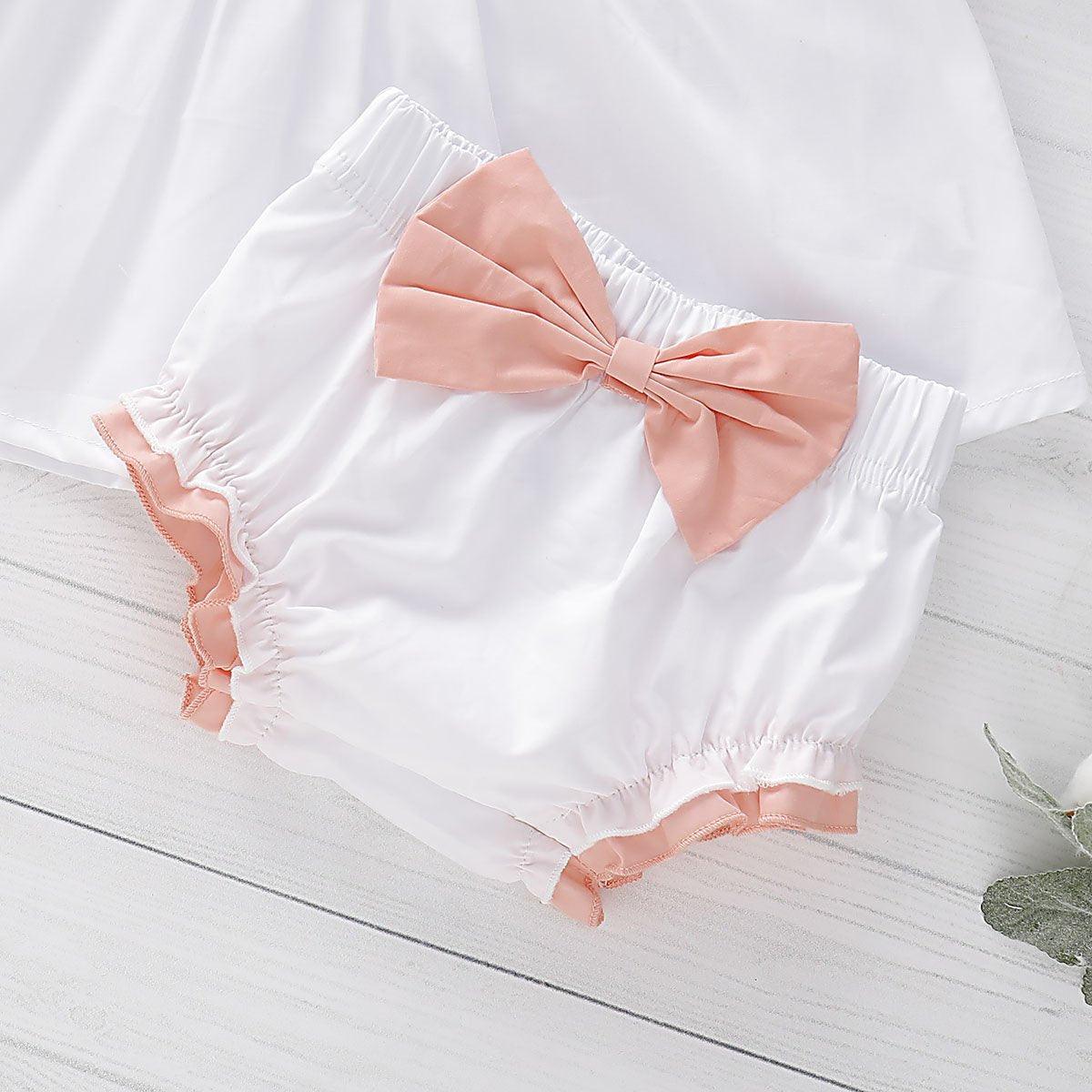 3-Piece Ruffled Top, Bow Decor Shorts and Headband - PrettyKid