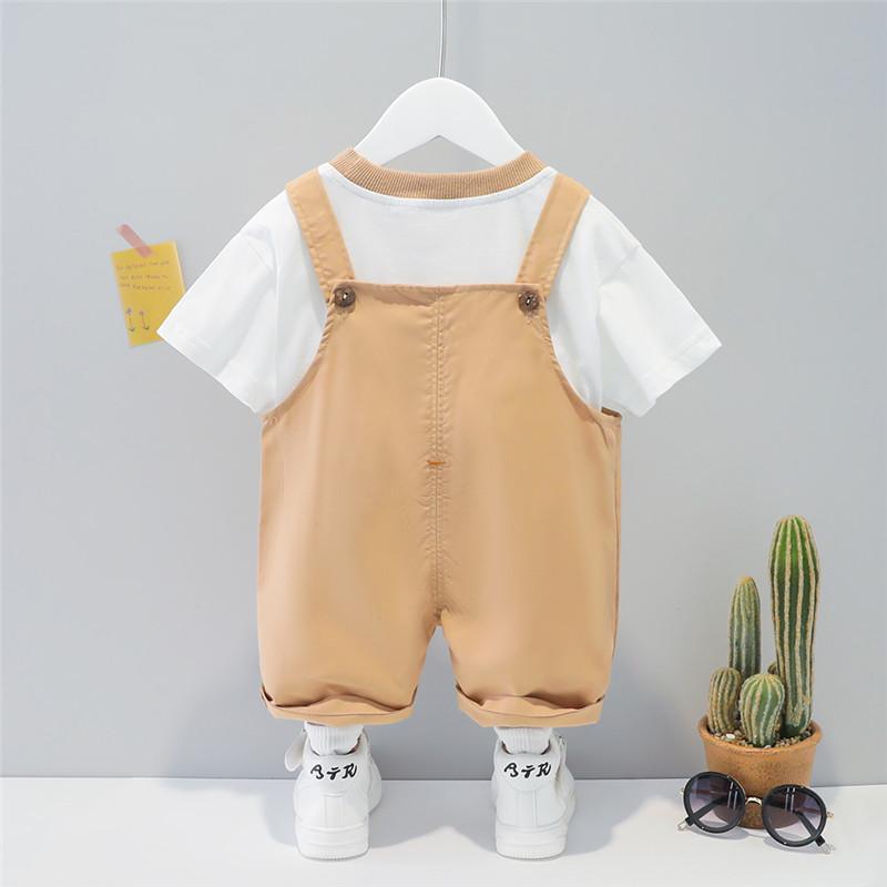 Toddler Boy T-shirt & Bear Overalls - PrettyKid