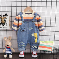 2-piece Striped Sweatshirts & Dungarees for Children Boy - PrettyKid